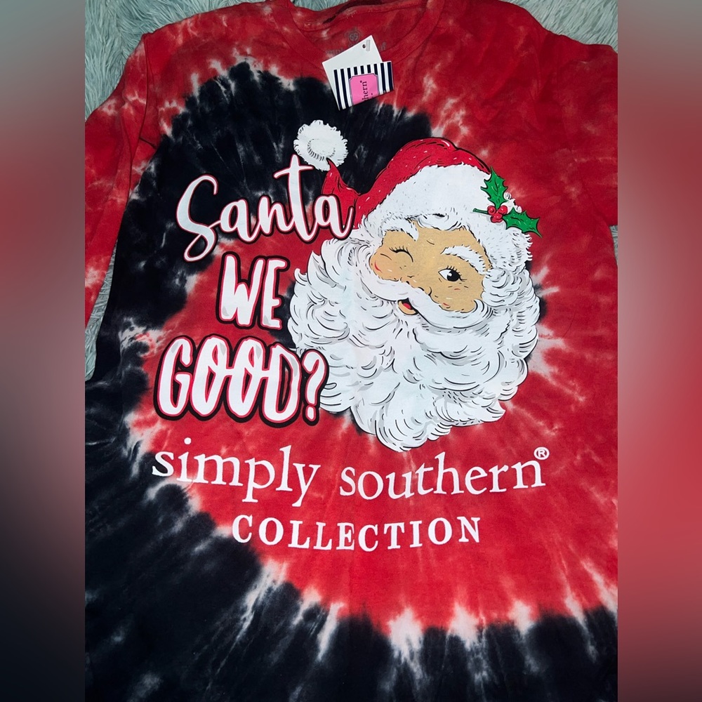Simply Southern long sleeve T-shirt BNWT Santa we good? Size small pink